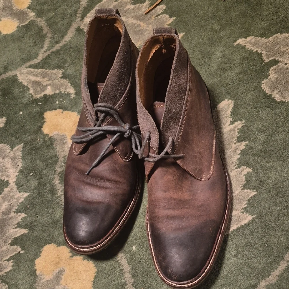 Cole Haan Brown Leather Suede Trim Chukka Boots